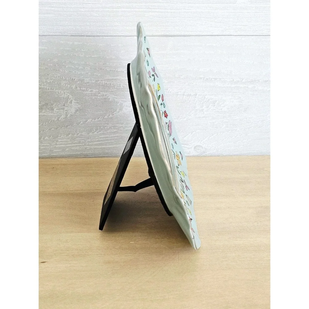 The Mud Fairy Floral Picture Frame Handpainted Stoneware, 4×4 inches